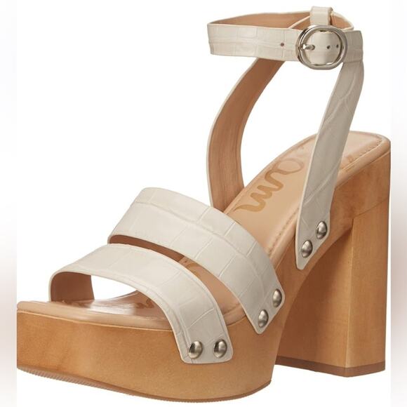 *NWOT Sam Edelman Rosalind Ivroy Embossed Platform Block Heel Sandal - Sz 9 - Picture 2 of 11